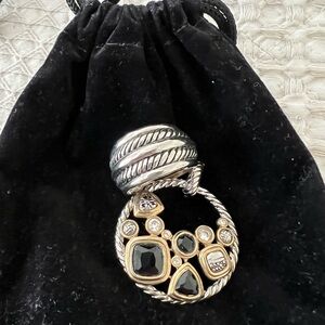 Anthropologie Silver and Gold Ring with Intricate Design and pendant vintage